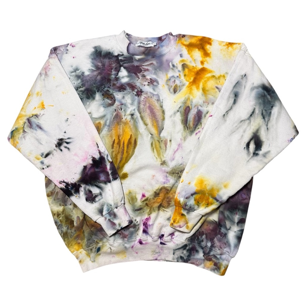 Anna Joyce Hand Dyed Tie-Dye Cotton Crew Neck Sweatshirt, Large